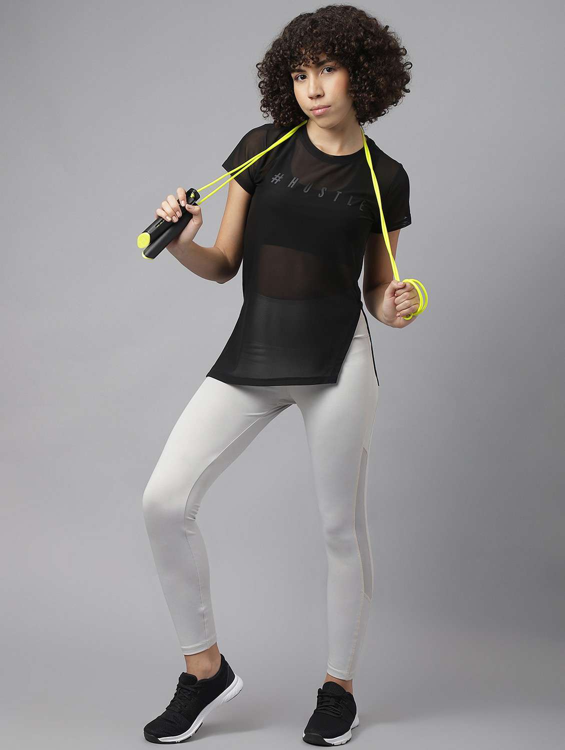 women black typographic round neck sport t-shirt - 21763397 -  Standard Image - 4