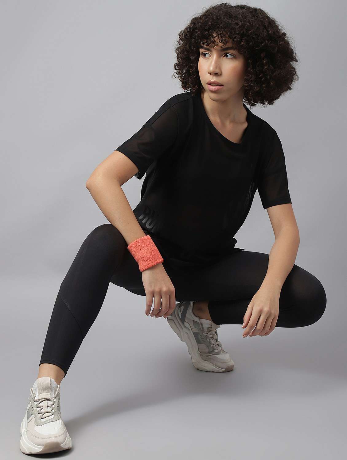 women black typographic round neck sport t-shirt - 21763398 -  Standard Image - 4