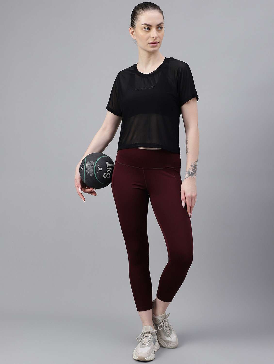 women black typographic round neck sport t-shirt - 21763401 -  Standard Image - 4