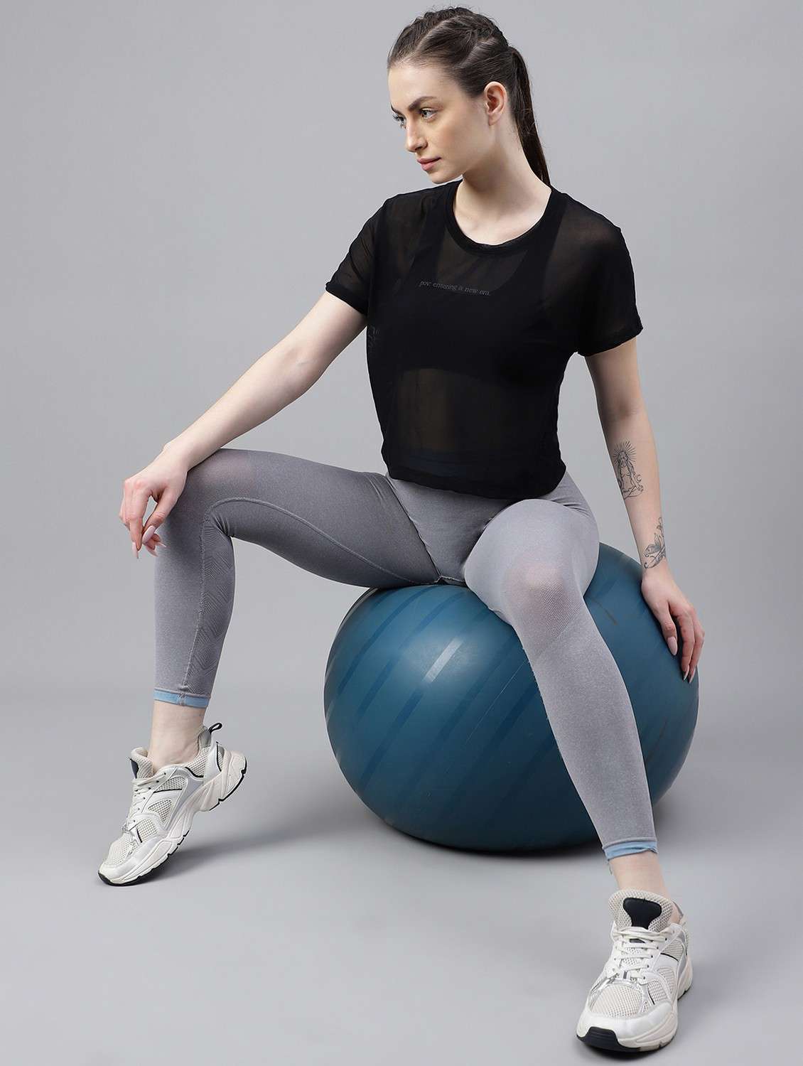 women black typographic round neck sport t-shirt - 21763403 -  Standard Image - 4