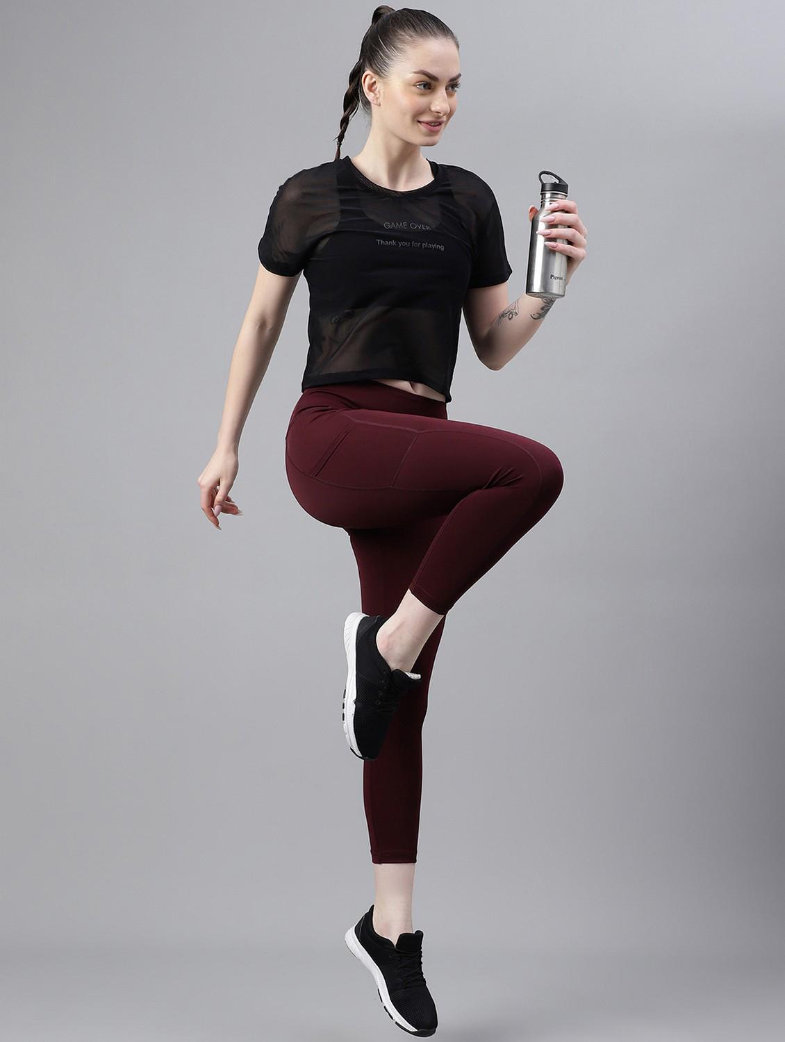 women black typographic round neck sport t-shirt - 21763405 - Standard Image - 4