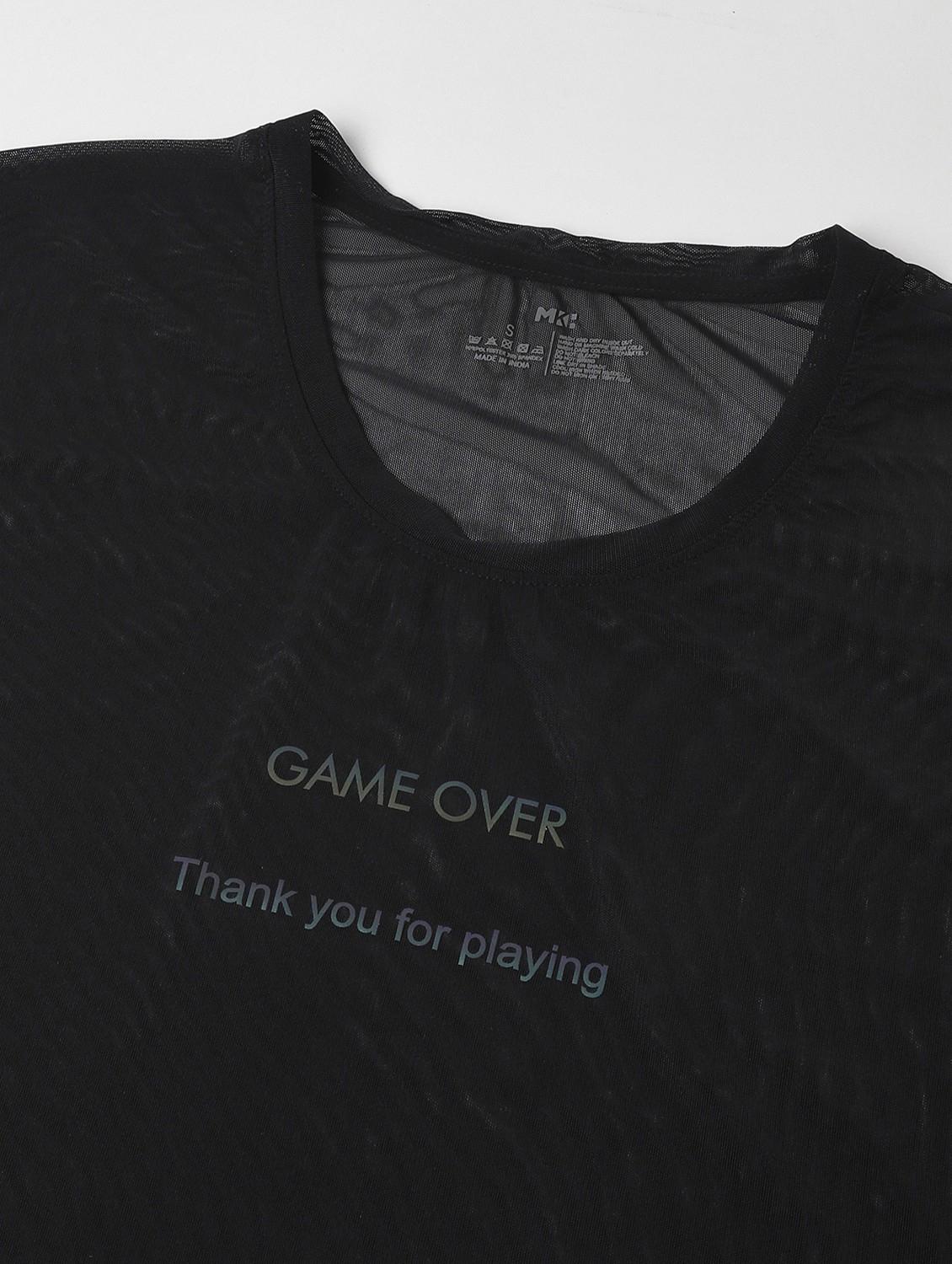 women black typographic round neck sport t-shirt - 21763405 - Standard Image - 6