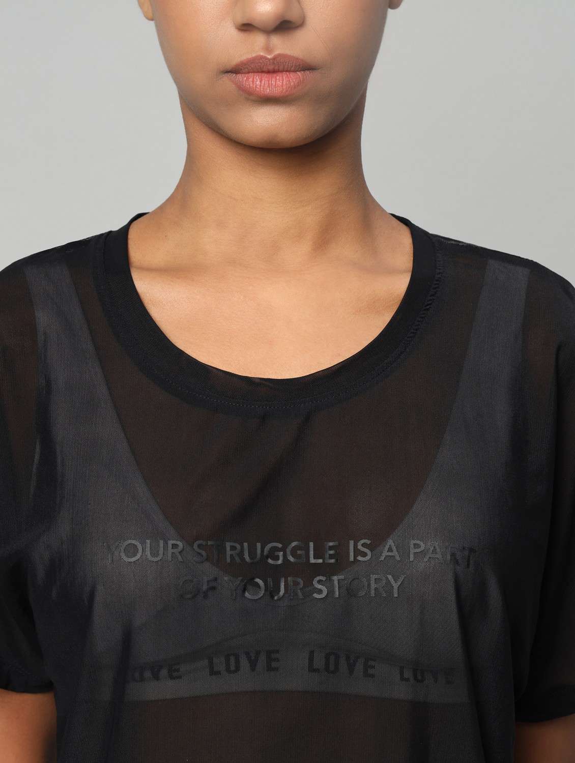 women black typographic round neck sport t-shirt - 21763409 -  Standard Image - 6