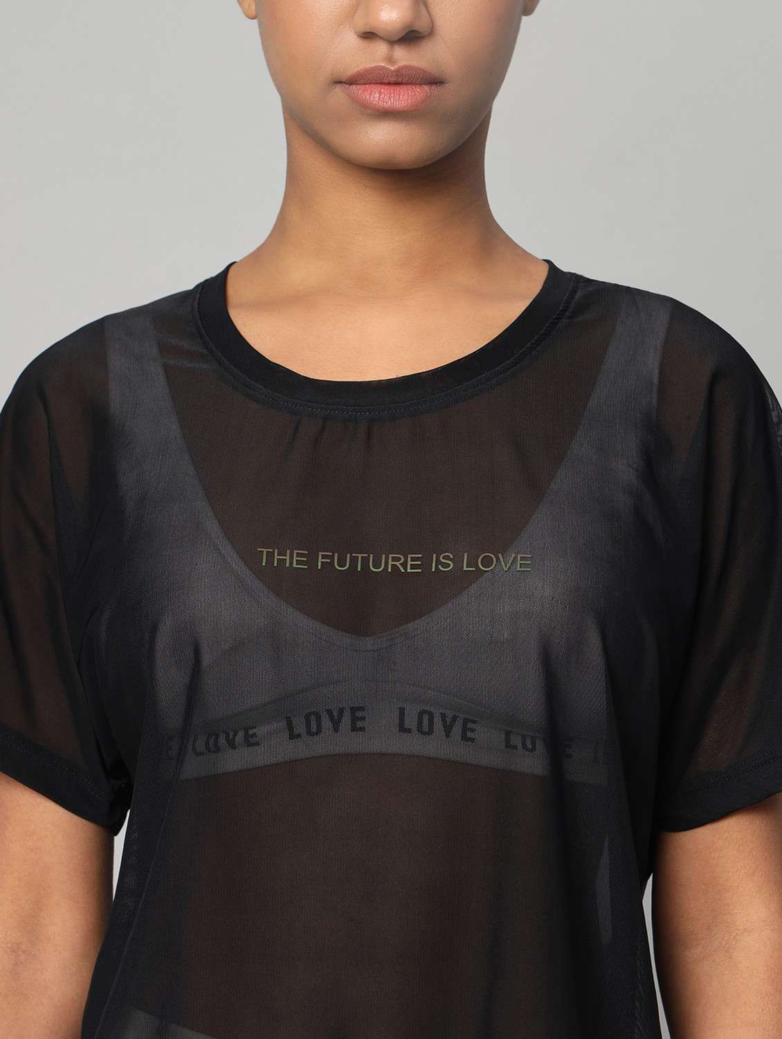 women black typographic round neck sport t-shirt - 21763414 -  Standard Image - 6