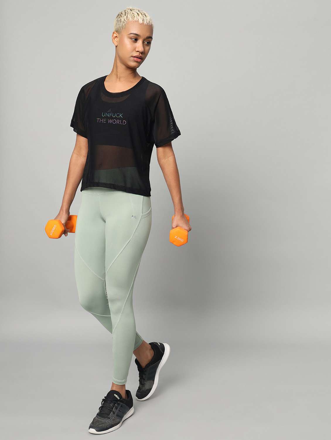 women black typographic round neck sport t-shirt - 21763416 -  Standard Image - 4