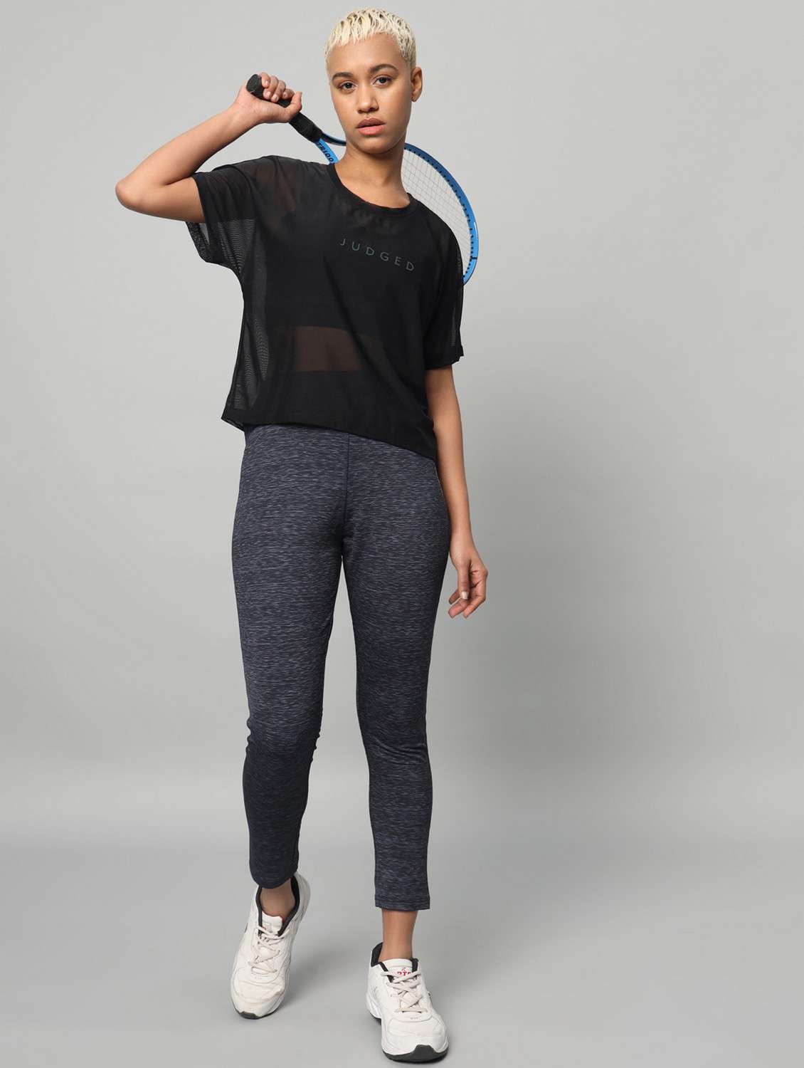 women typographic printed mesh sports t-shirt - 21763420 -  Standard Image - 4