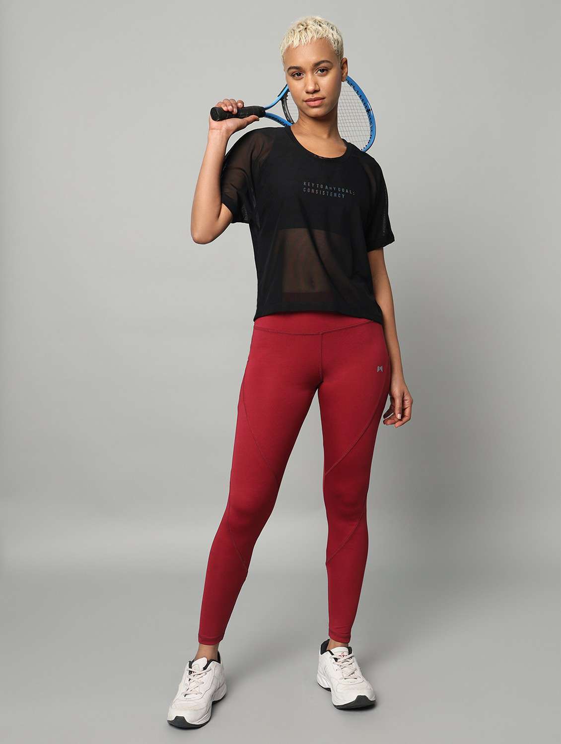 women typographic printed mesh sports t-shirt - 21763421 -  Standard Image - 4