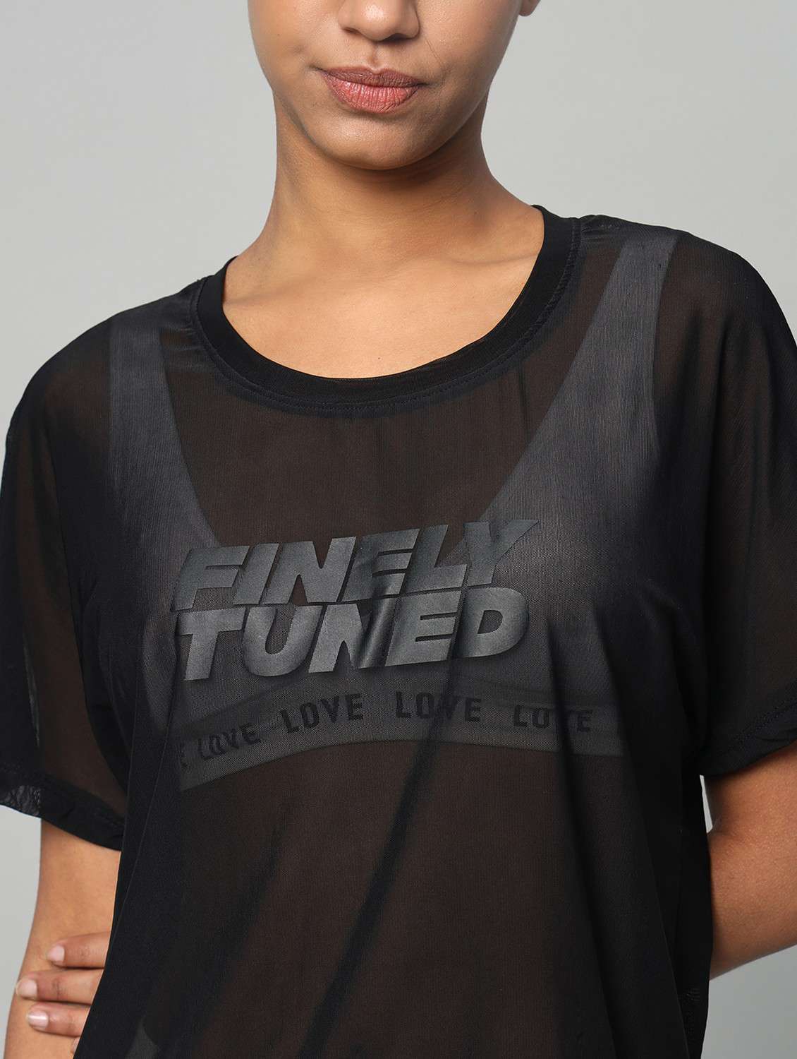 women typographic printed mesh sports t-shirt - 21763423 -  Standard Image - 6