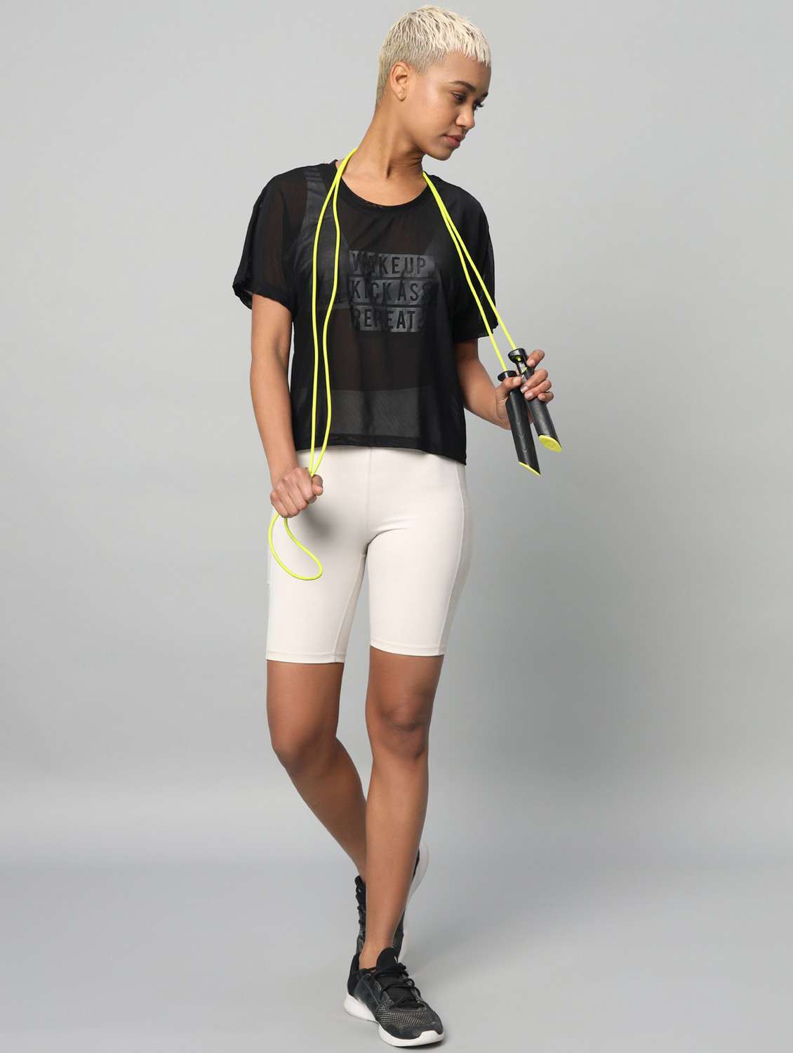 women typographic printed mesh sports t-shirt - 21763424 -  Standard Image - 4