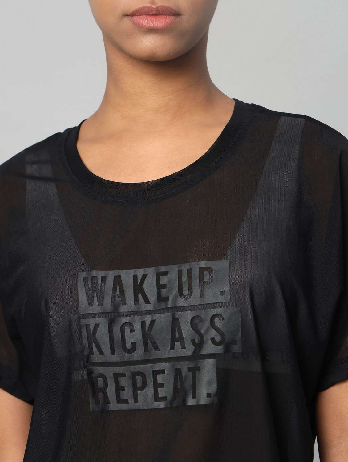 women typographic printed mesh sports t-shirt - 21763424 -  Standard Image - 6