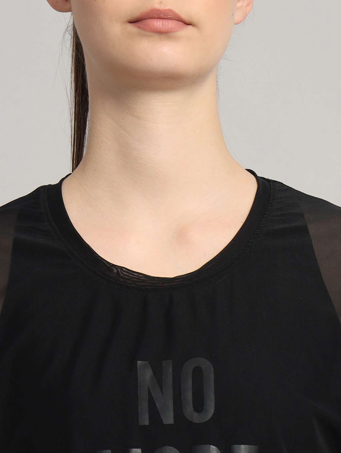 women black typographic round neck sport t-shirt - 21763429 -  Standard Image - 6