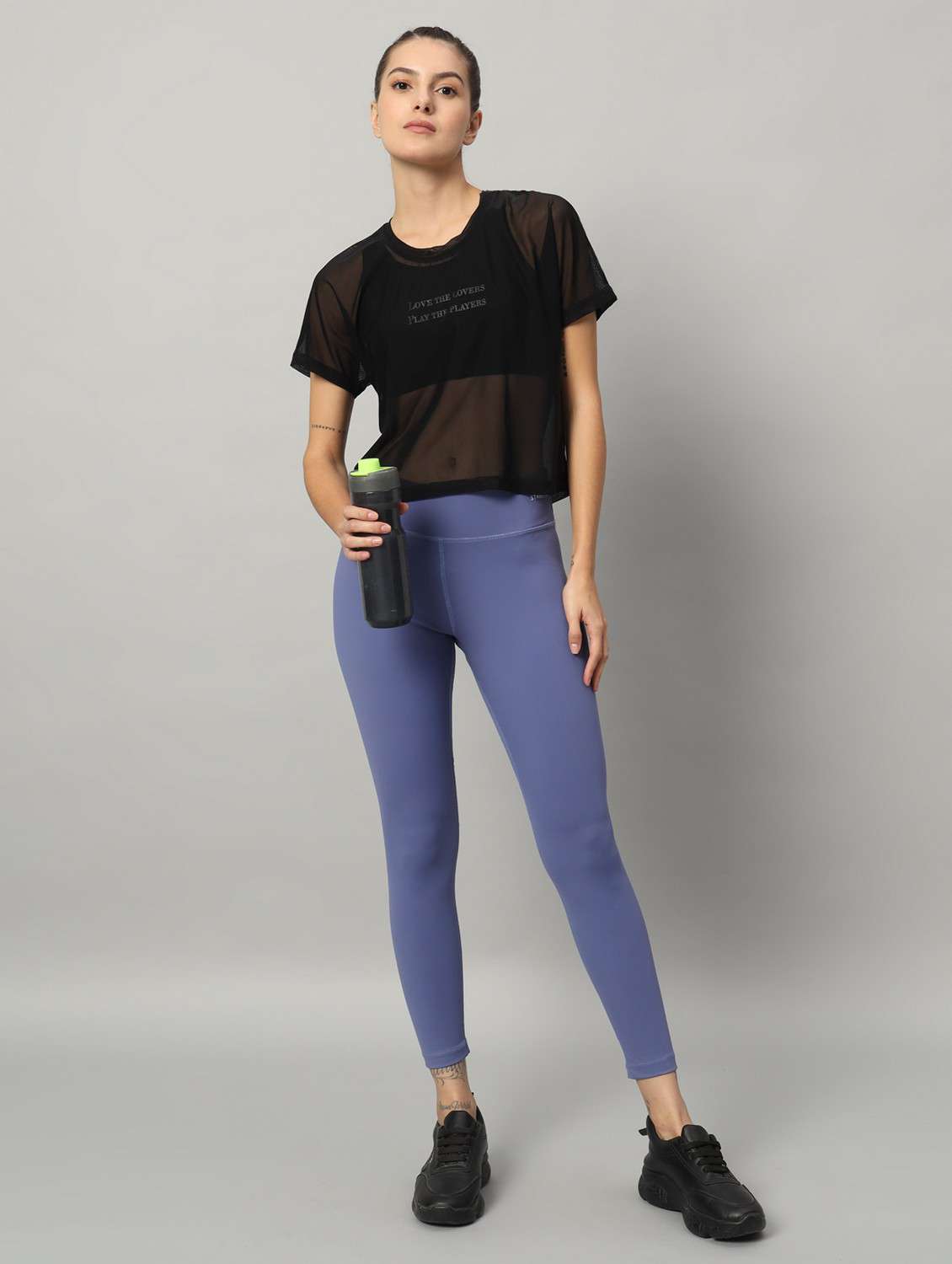 women black typographic round neck sport t-shirt - 21763431 -  Standard Image - 4