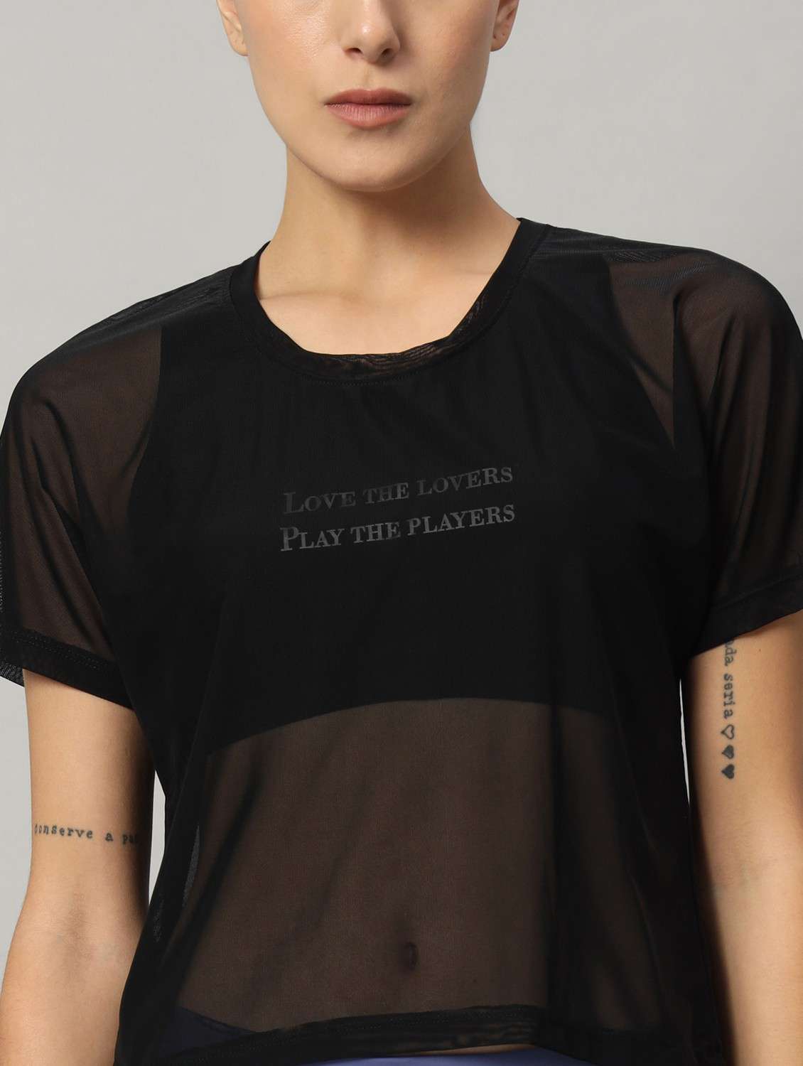 women black typographic round neck sport t-shirt - 21763431 -  Standard Image - 6