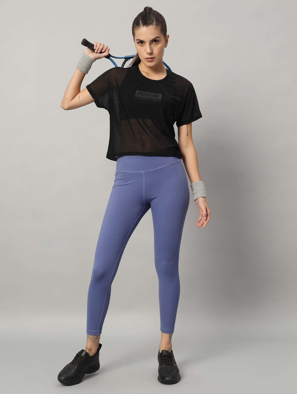 women black typographic round neck sport t-shirt - 21763432 - Standard Image - 4