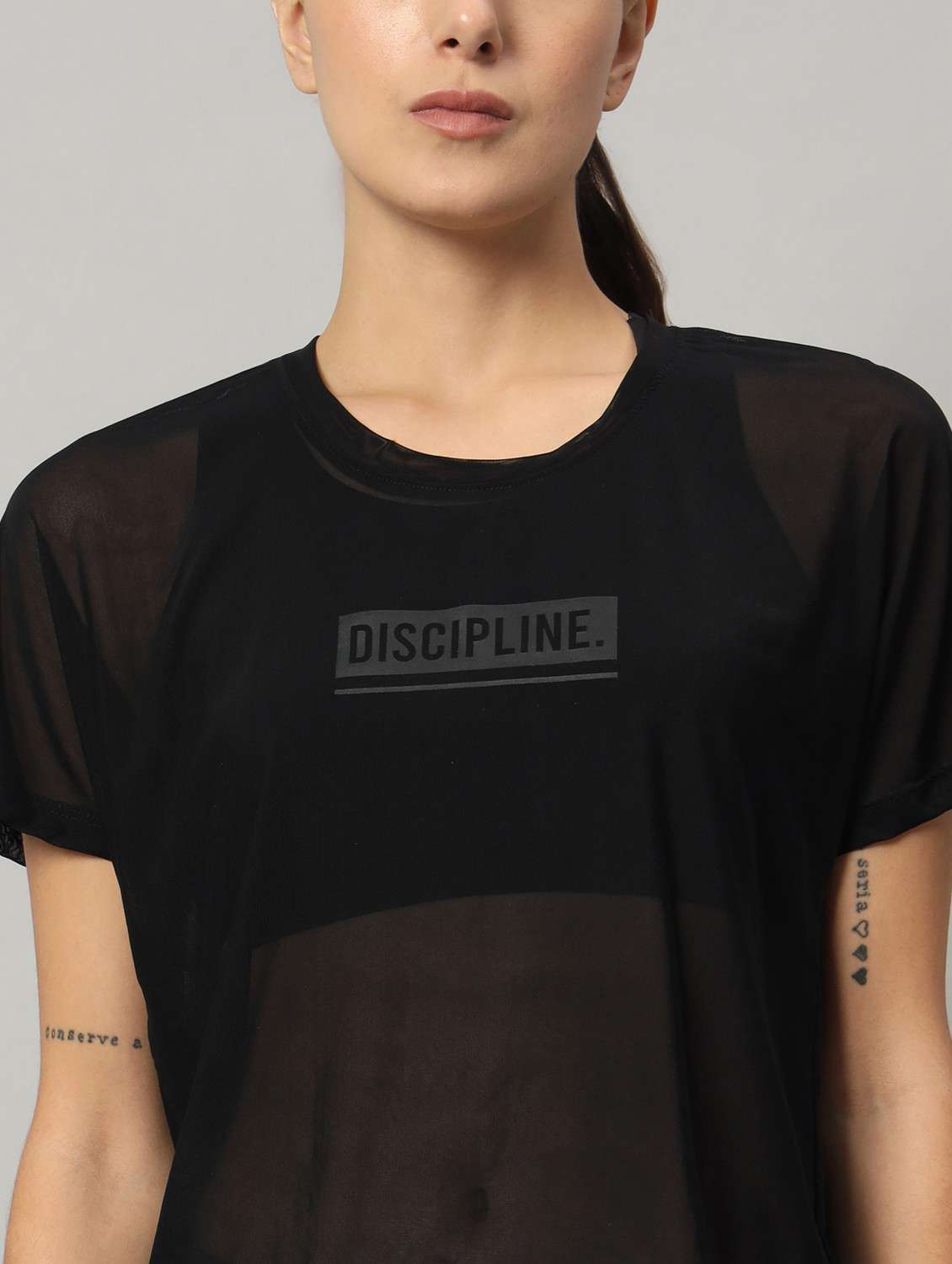 women black typographic round neck sport t-shirt - 21763432 - Standard Image - 6