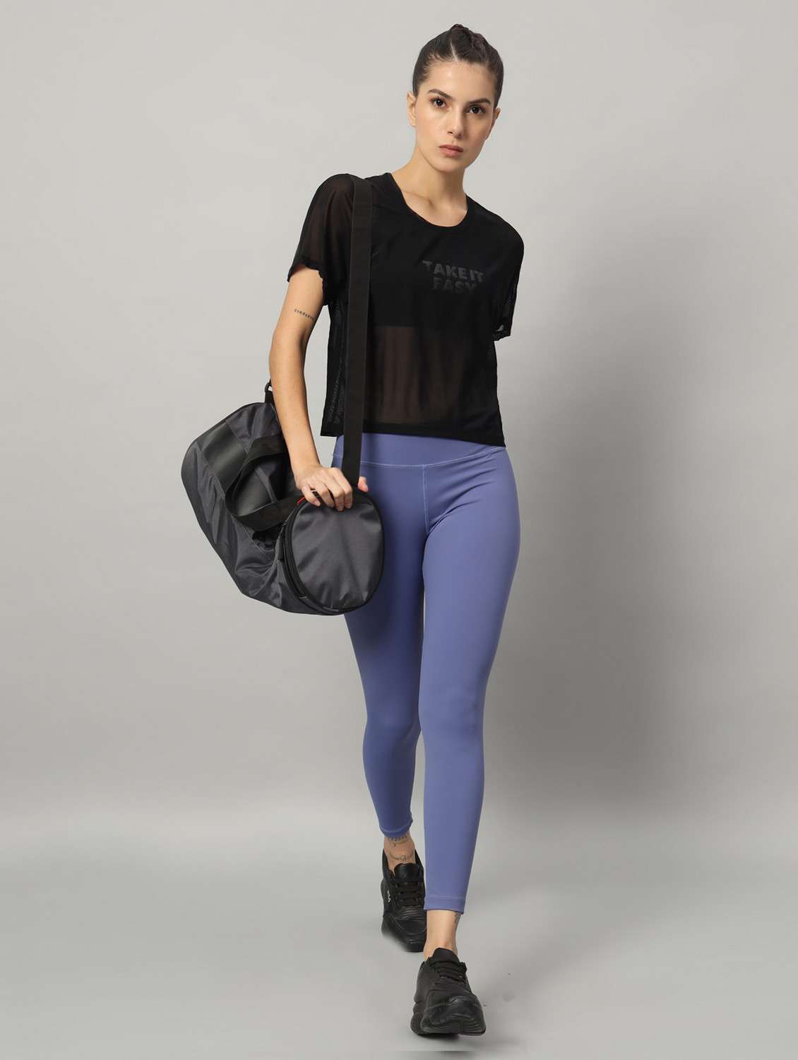 women black typographic round neck sport t-shirt - 21763433 -  Standard Image - 4