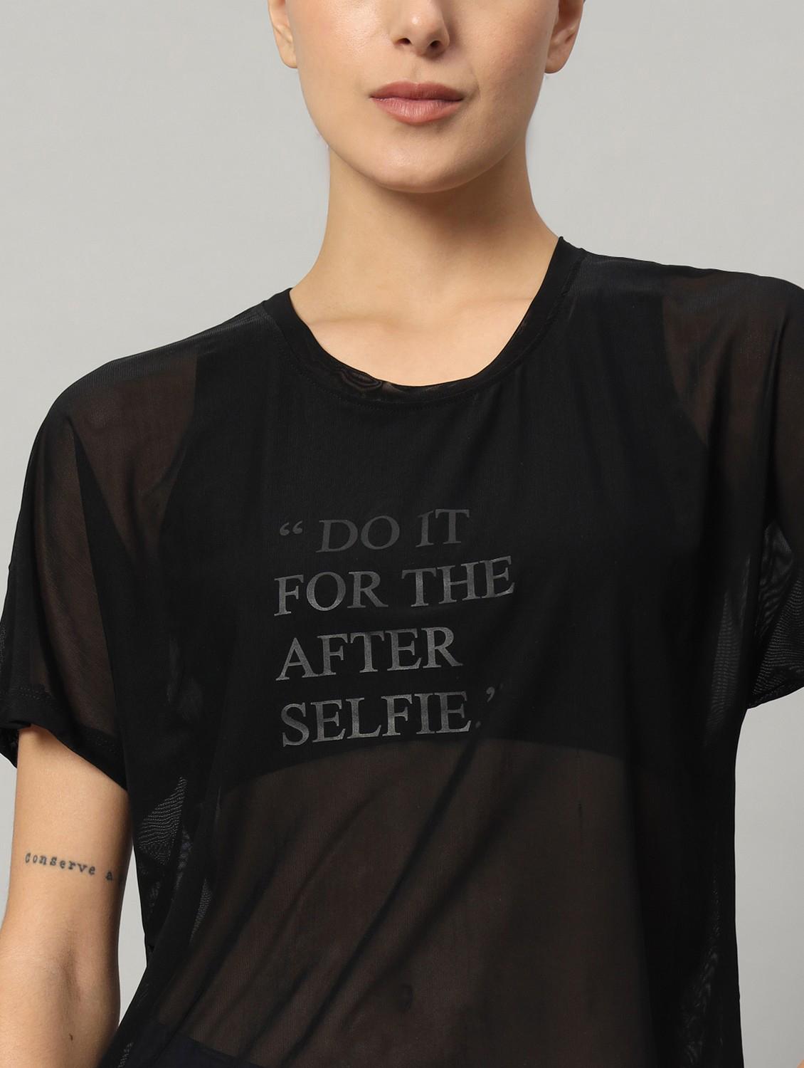 women typographic printed mesh sports t-shirt - 21763434 - Standard Image - 6