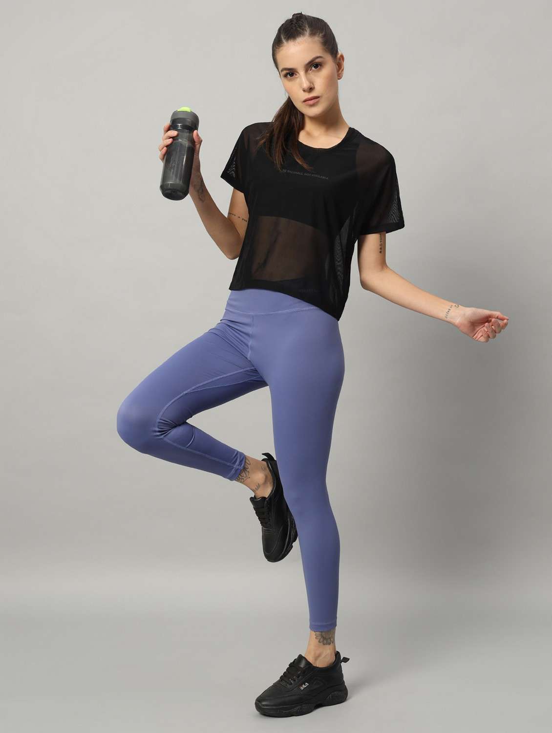 women black typographic round neck sport t-shirt - 21763440 -  Standard Image - 4