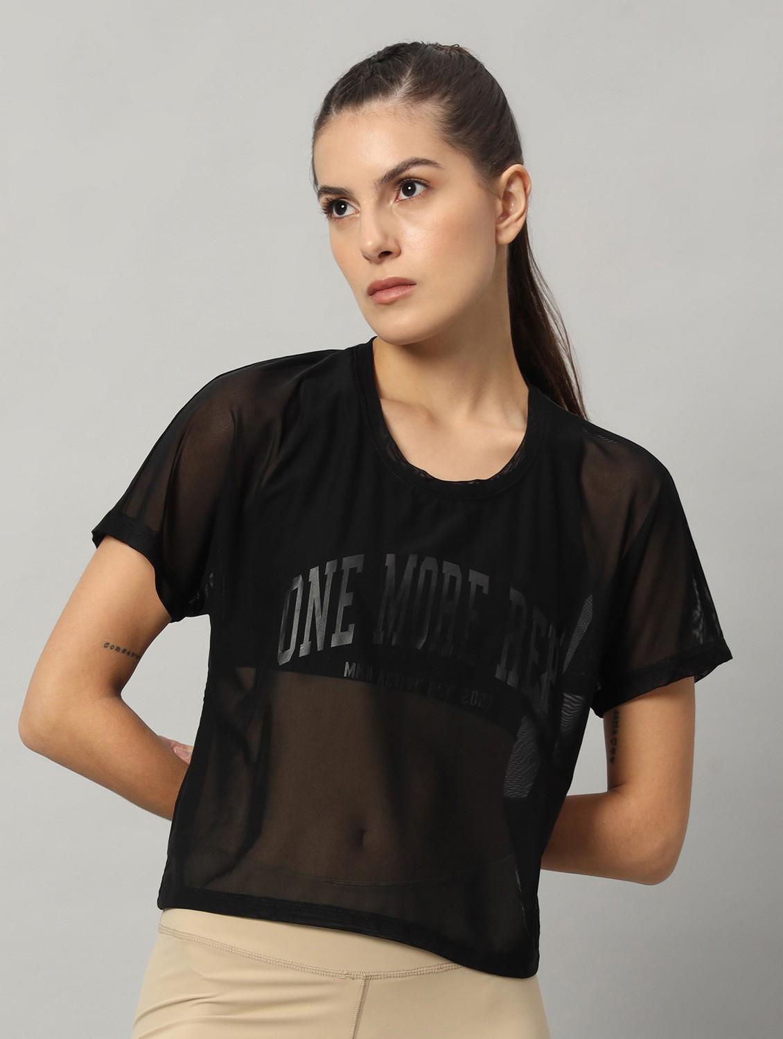 women typographic printed mesh sports t-shirt - 21763441 - Standard Image - 1