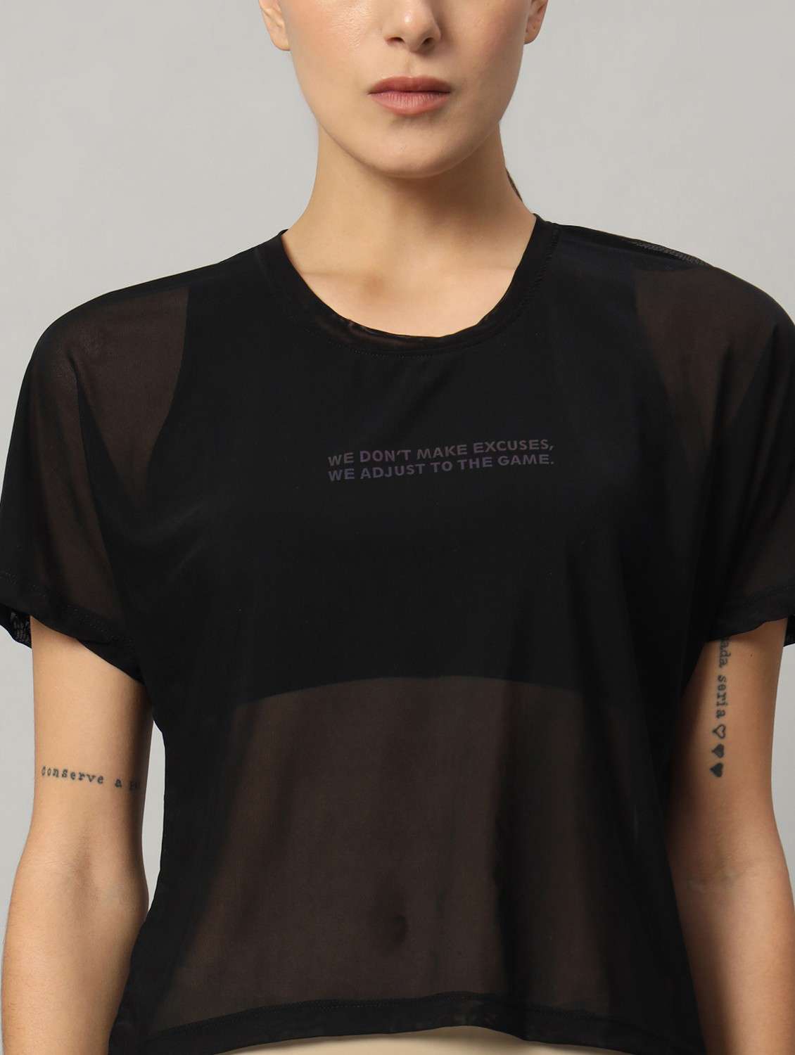 women black typographic round neck sport t-shirt - 21763442 -  Standard Image - 6