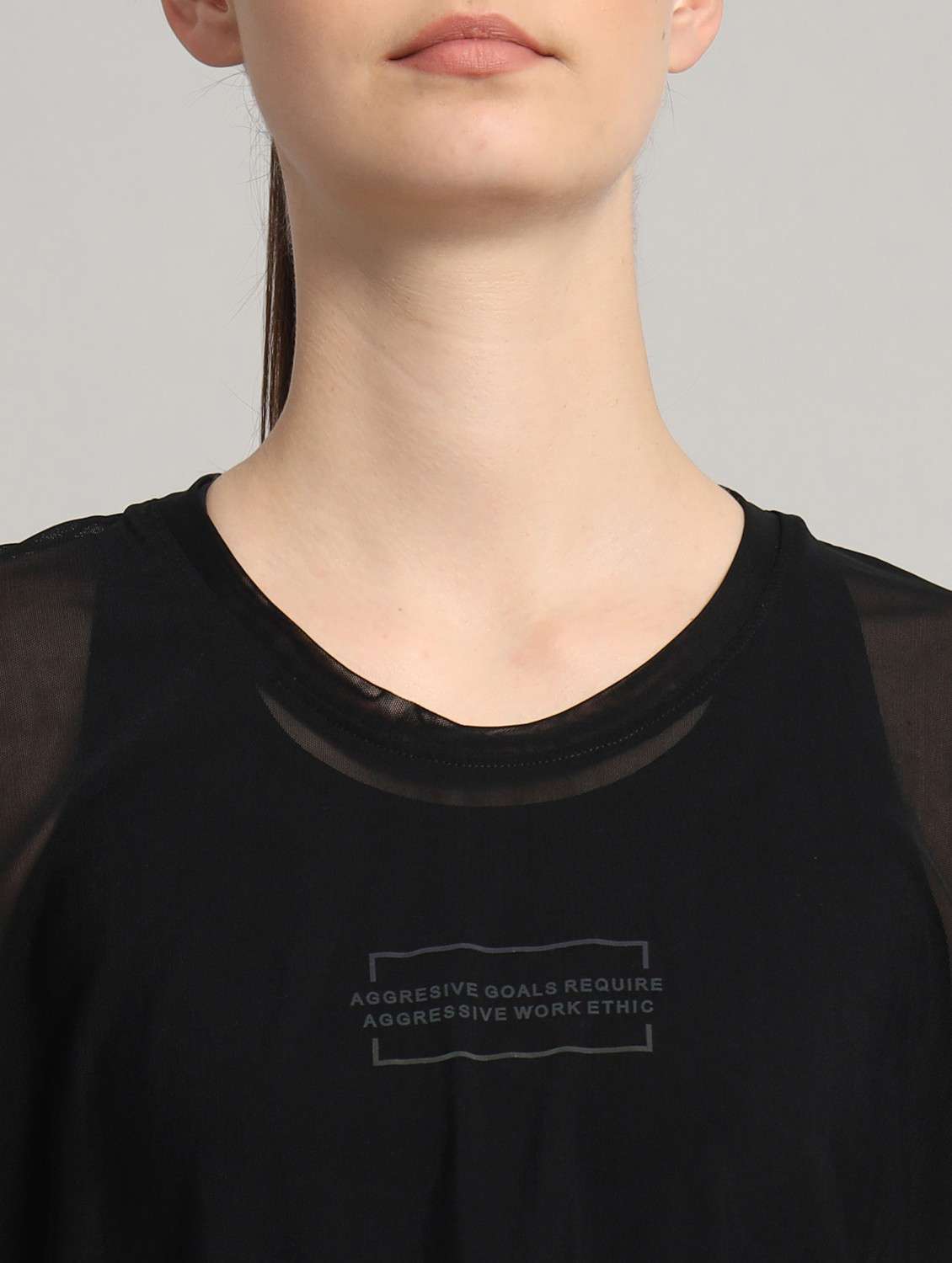 women typographic printed mesh sports t-shirt - 21763444 -  Standard Image - 6