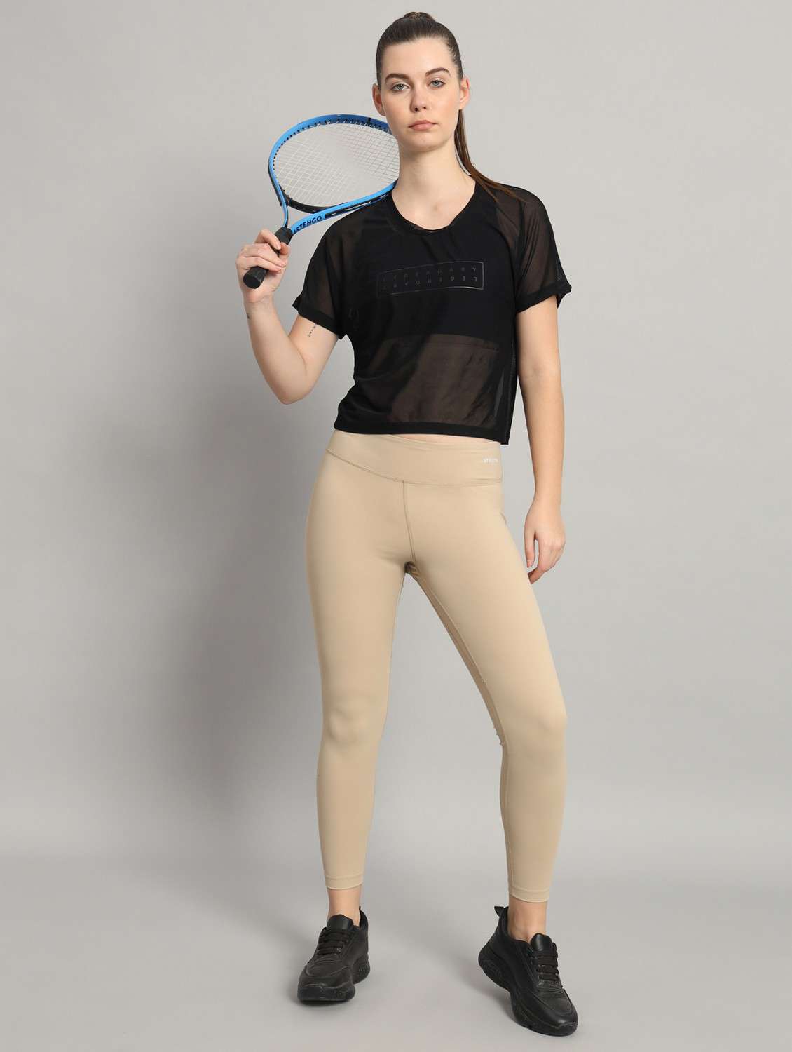 women typographic printed mesh sports t-shirt - 21763445 -  Standard Image - 4