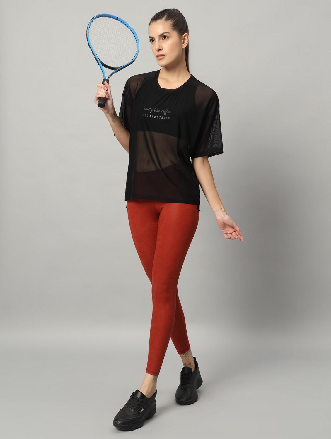 women typographic printed mesh sports t-shirt - 21763456 - Standard Image - 4