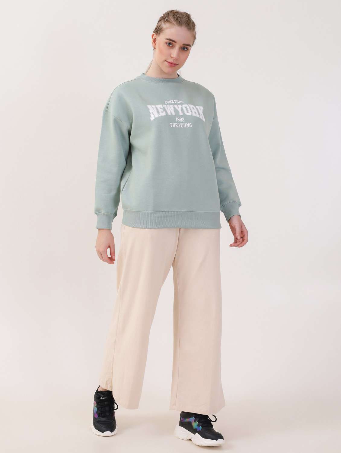 women printed long sleeves oversized sweatshirt - 21764115 -  Standard Image - 4