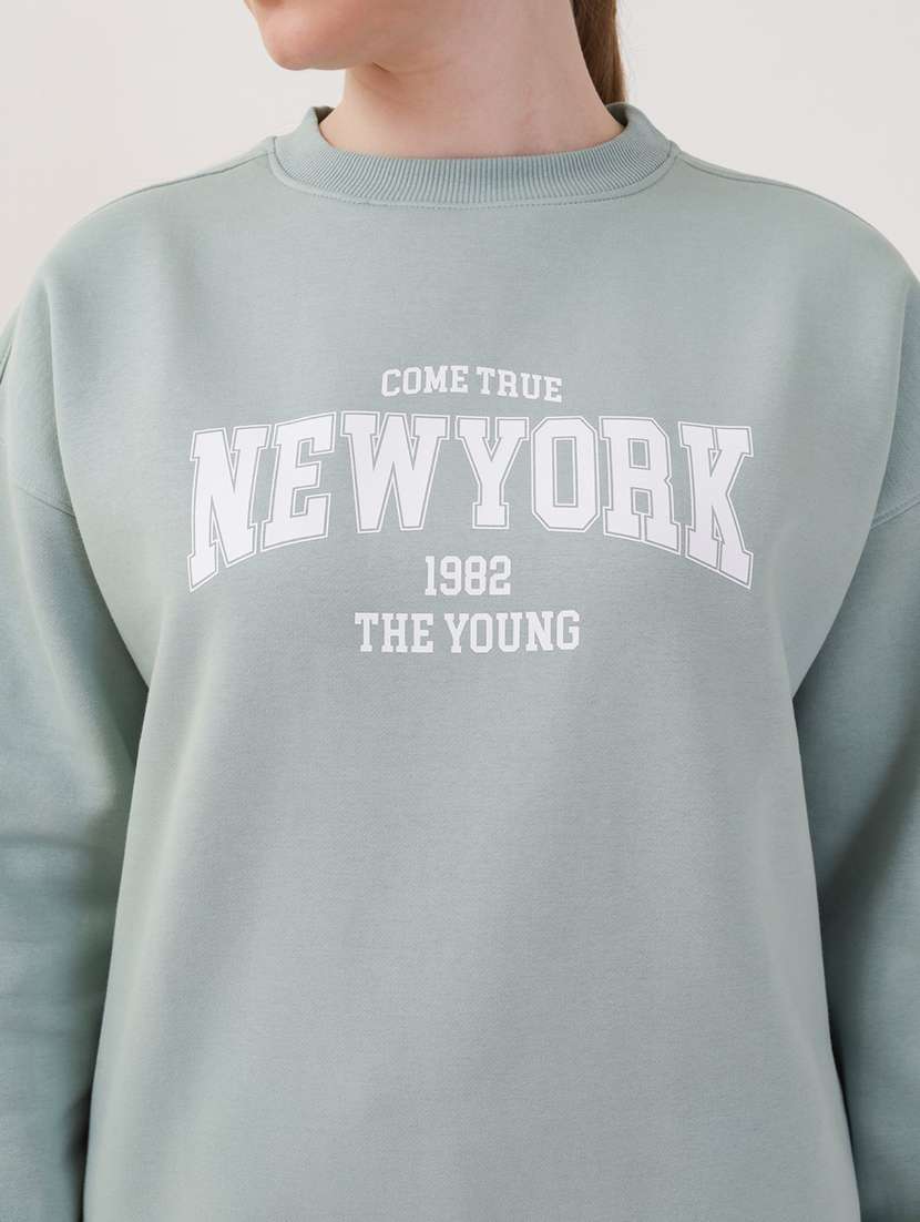 women printed long sleeves oversized sweatshirt - 21764115 -  Standard Image - 6