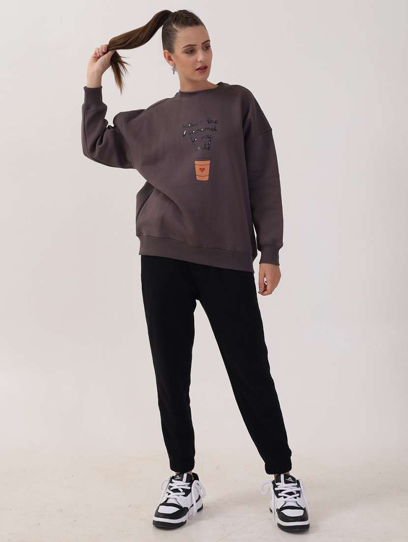 women printed long sleeves oversized sweatshirt - 21764117 -  Standard Image - 4