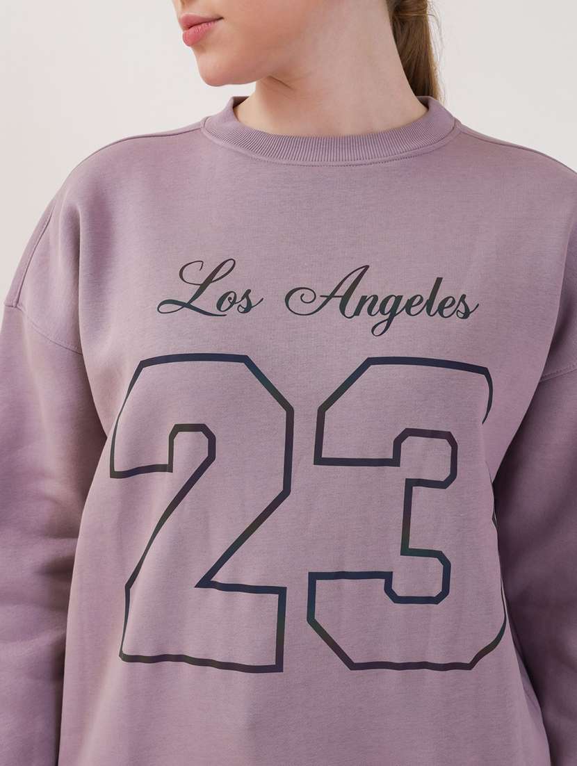 women printed long sleeves oversized sweatshirt - 21764118 -  Standard Image - 4