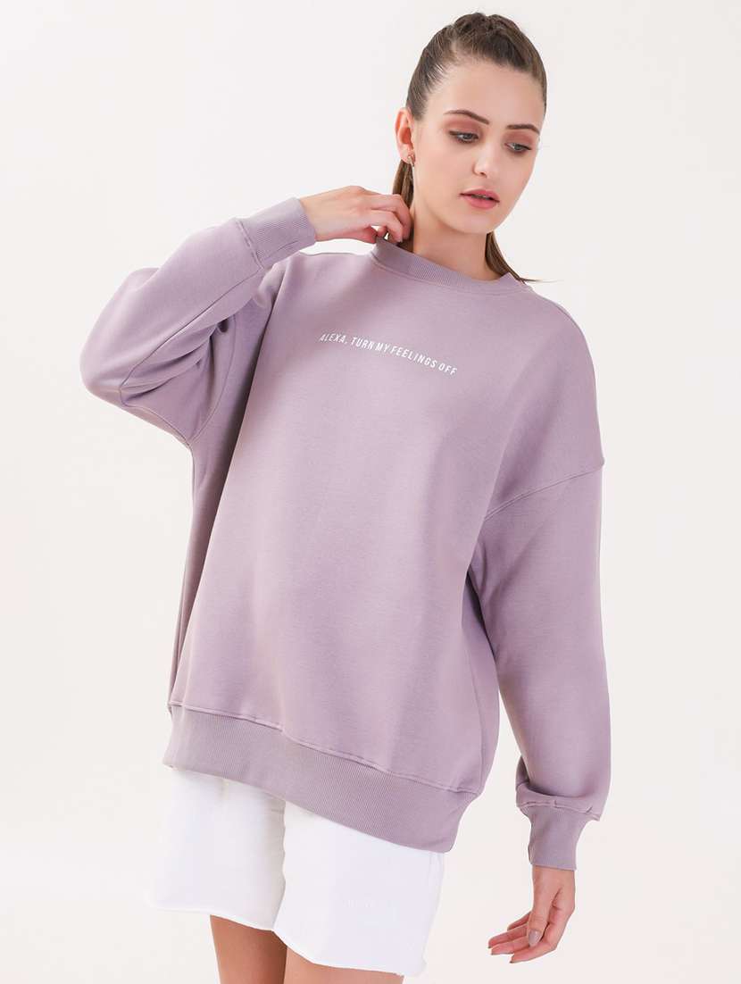 women printed long sleeves oversized sweatshirt - 21764124 -  Standard Image - 1