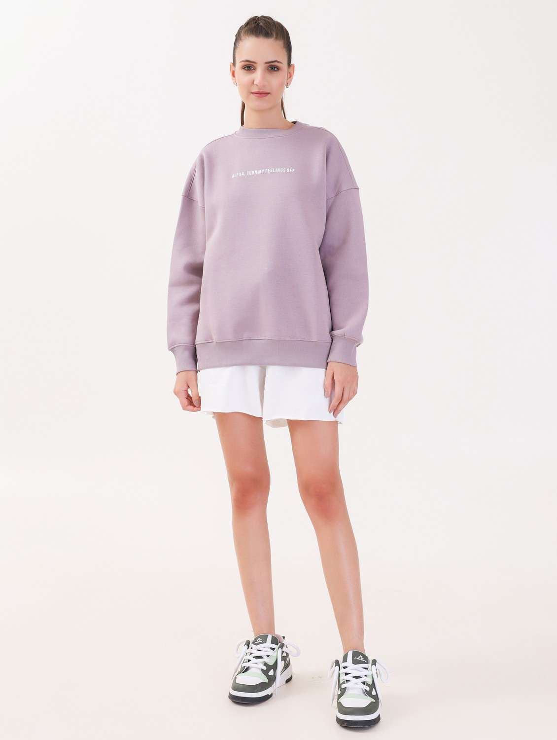 women printed long sleeves oversized sweatshirt - 21764124 -  Standard Image - 4