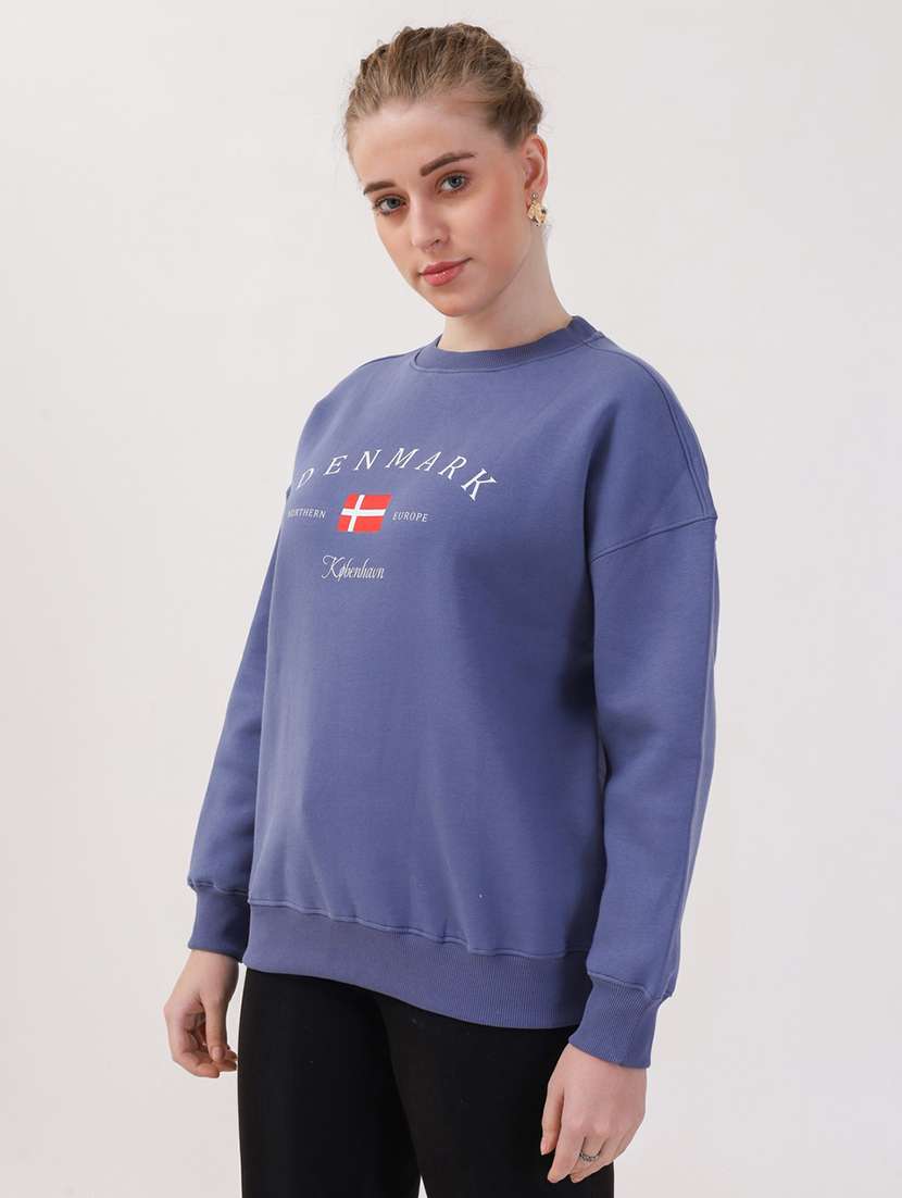 women printed long sleeves oversized sweatshirt - 21764126 -  Standard Image - 1