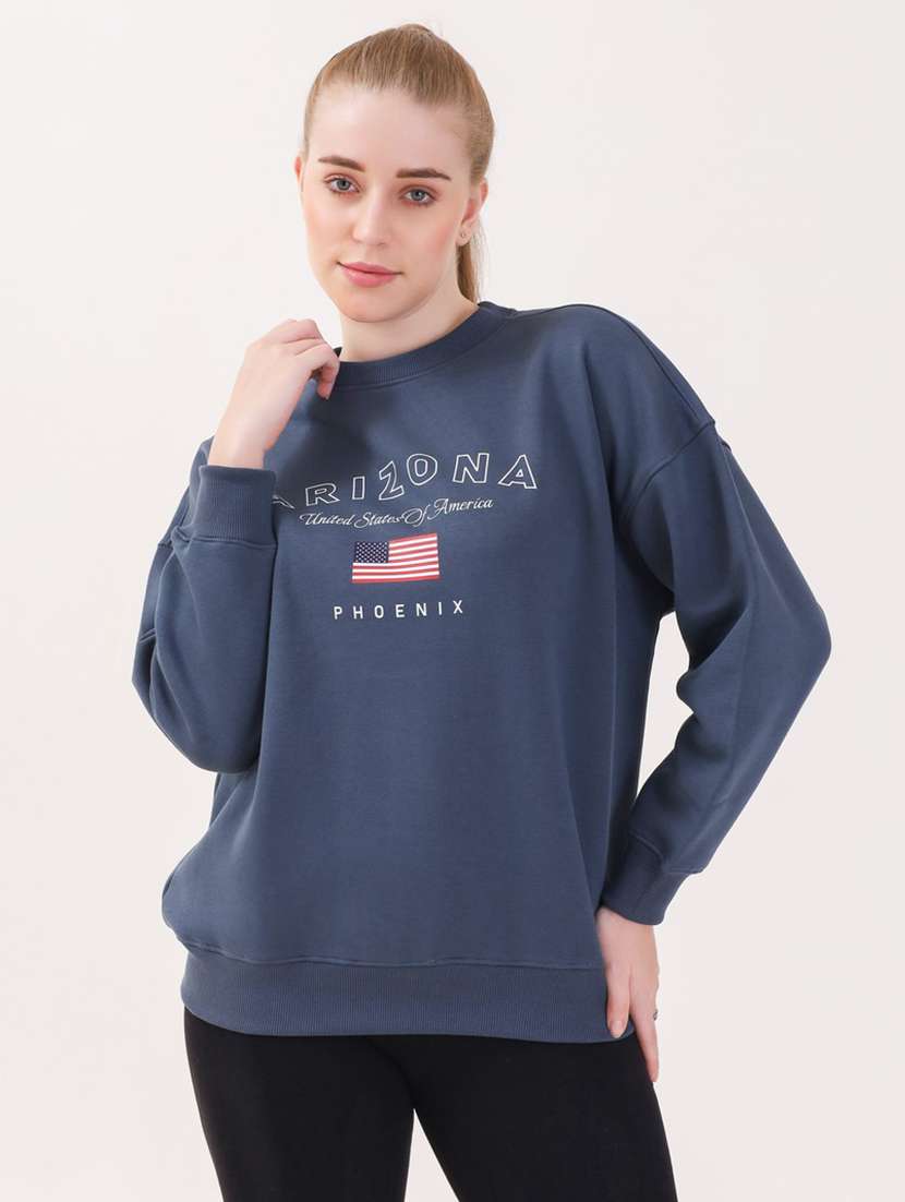 women printed long sleeves oversized sweatshirt