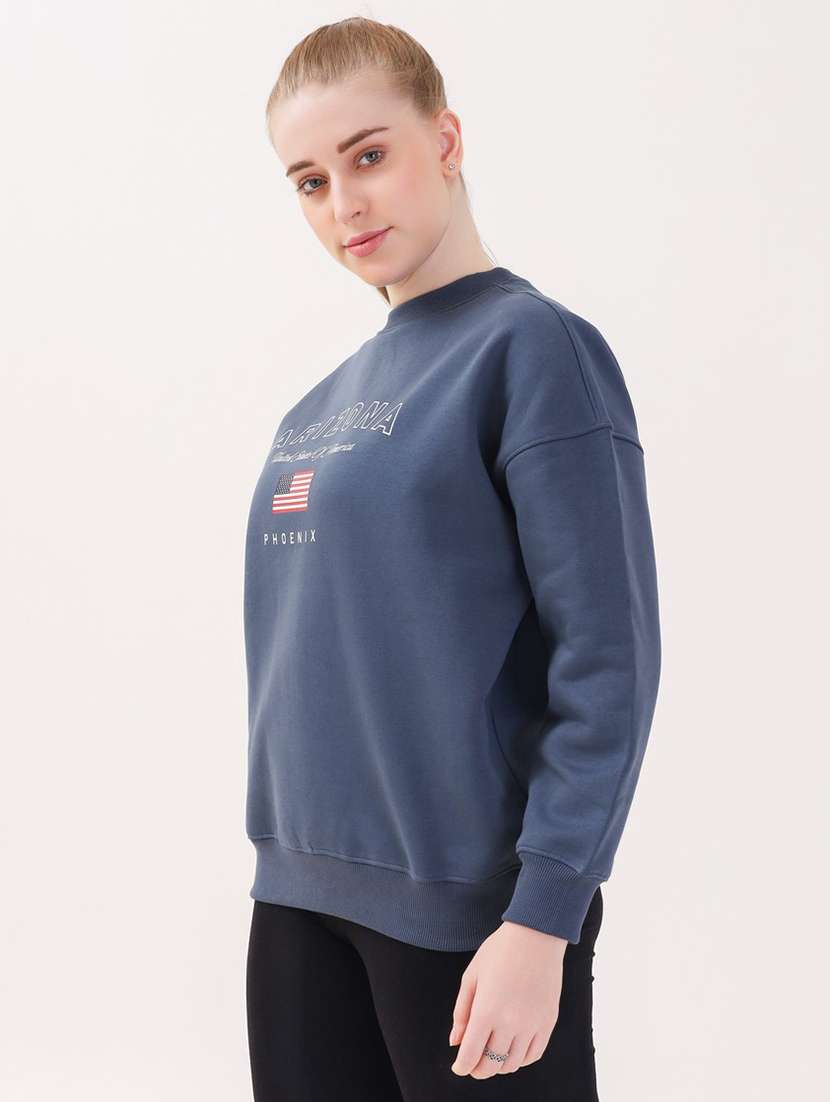 women printed long sleeves oversized sweatshirt - 21764127 -  Standard Image - 1