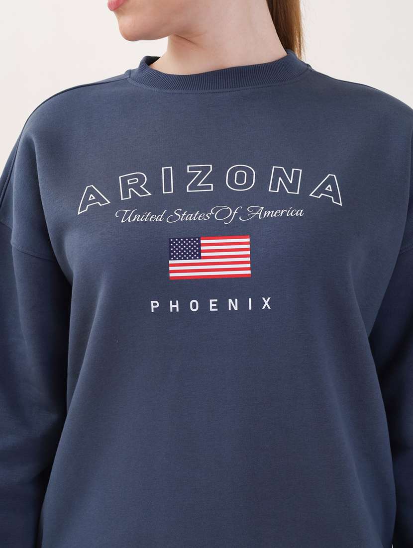 women printed long sleeves oversized sweatshirt - 21764127 -  Standard Image - 4