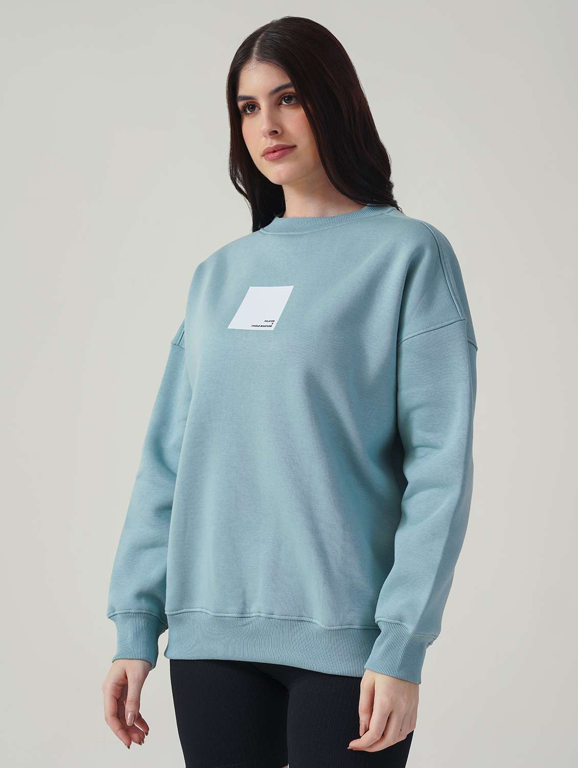 women solid long sleeve oversized sweatshirt - 21764136 -  Standard Image - 1
