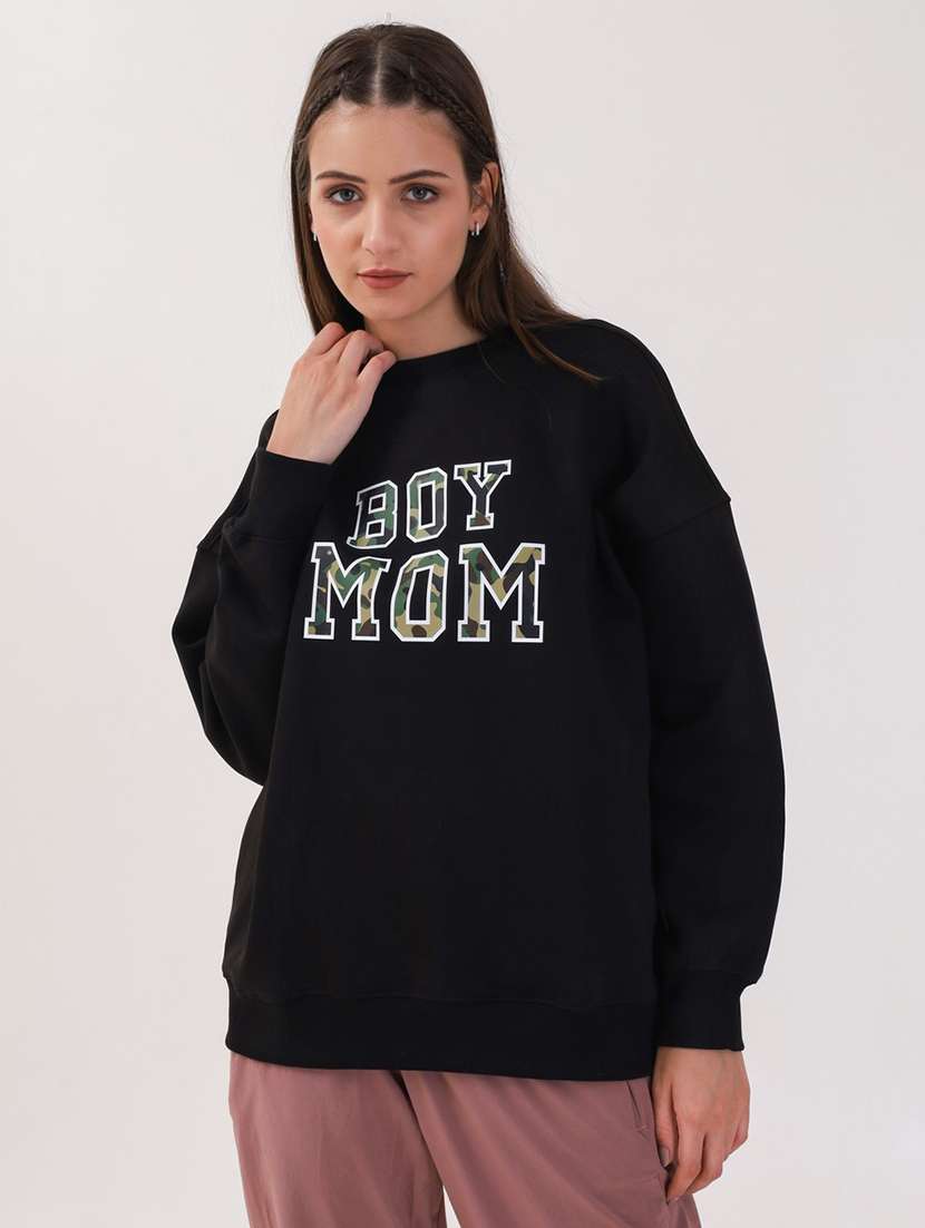 women printed long sleeves oversized sweatshirt - 21764153 -  Standard Image - 1