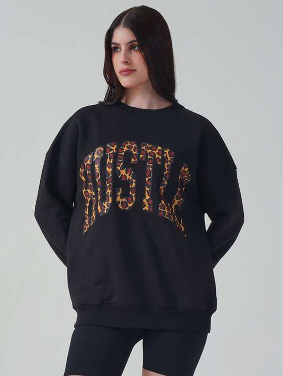 women printed long sleeves oversized sweatshirt