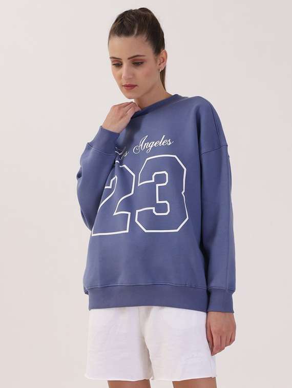 women printed long sleeves oversized sweatshirt - 21764159 -  Standard Image - 1