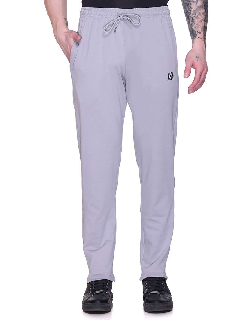 men solid mid rise regular track pant