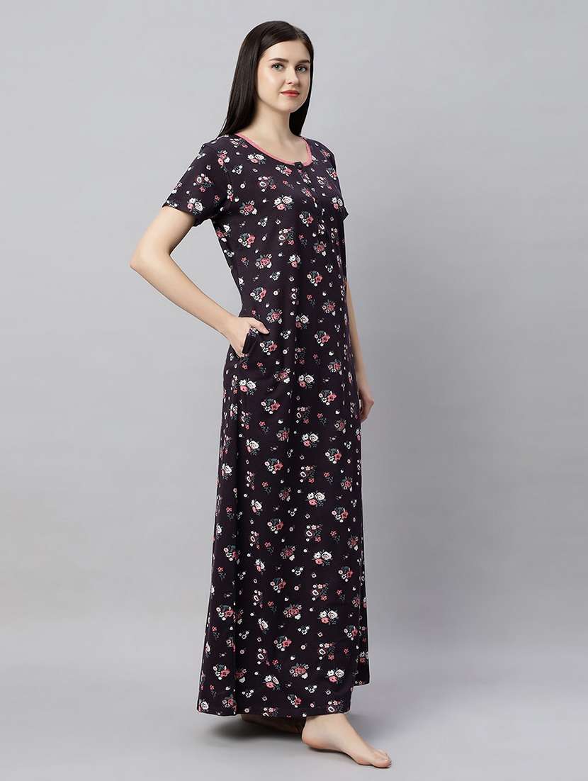 women printed short sleeves nighty - 21764229 -  Standard Image - 1