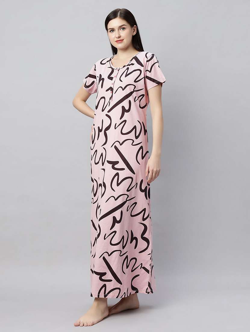 women printed short sleeves nighty - 21764230 -  Standard Image - 1