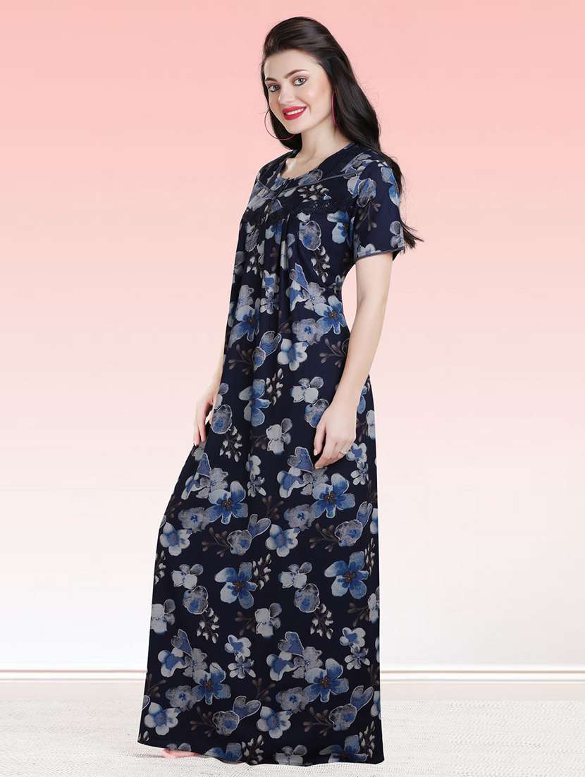 women floral print short sleeves nighty - 21764231 -  Standard Image - 1