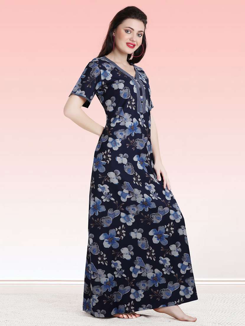 women floral print short sleeves nighty - 21764234 -  Standard Image - 1