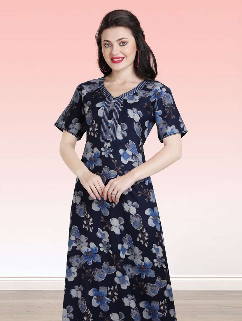 women floral print short sleeves nighty - 21764234 -  Standard Image - 4