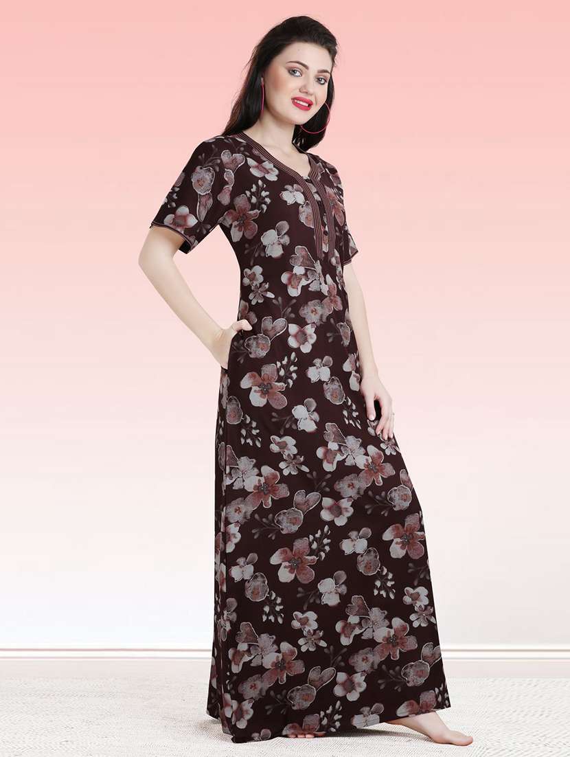 women floral print short sleeves nighty - 21764236 -  Standard Image - 1