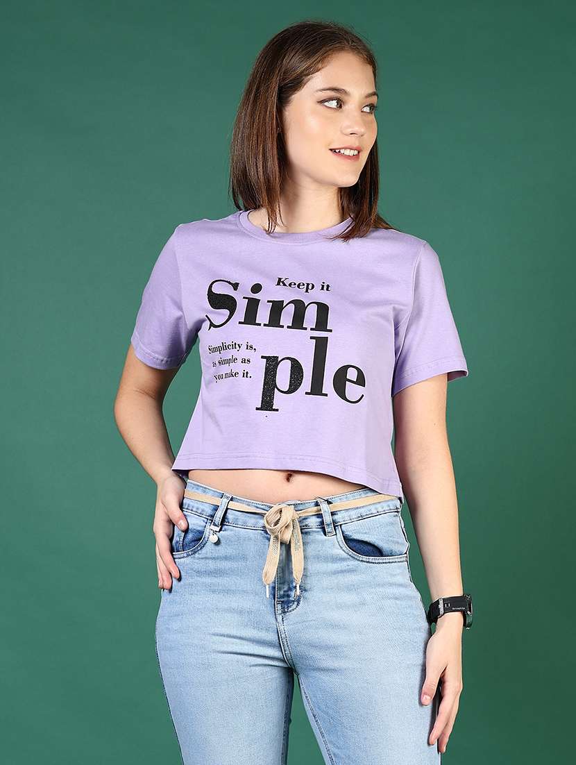 women typographic short sleeve crop t-shirt  - 21764252 -  Standard Image - 1