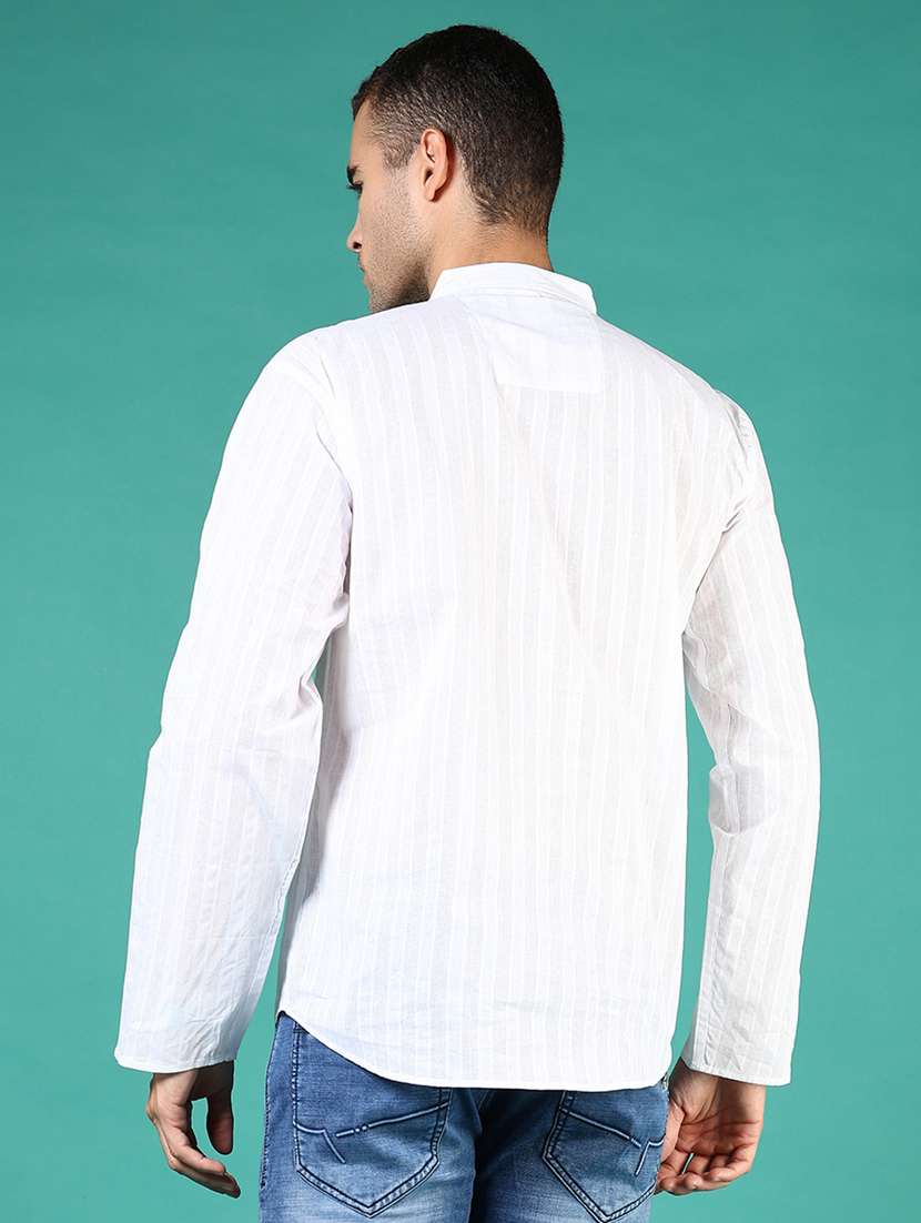 men striped long sleeve short kurta - 21764258 - Standard Image - 4